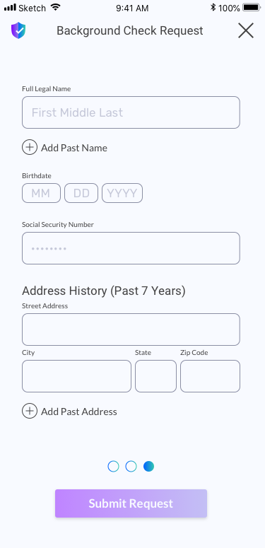 background check request form screen